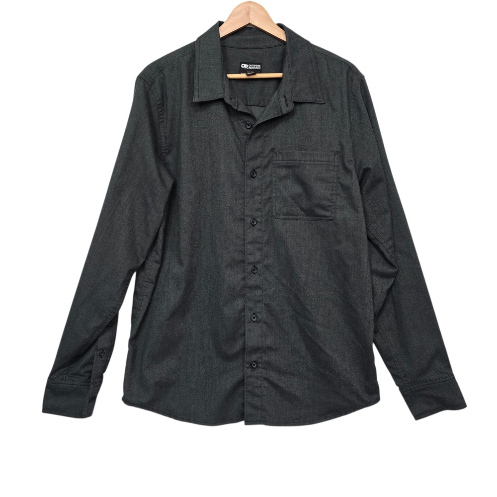 Outdoor Research Mens‎ Large Charcoal Gray Heathered Hiking Shirt Size Large